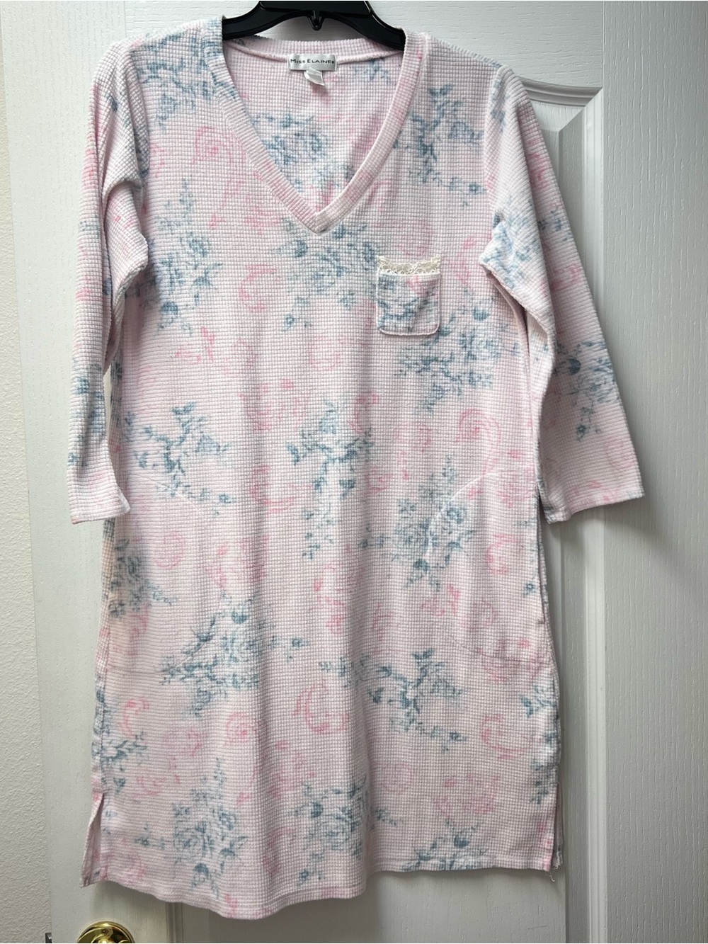 Miss Elaine Floral Soft Pink Hoise Dress Nightgown Sz S